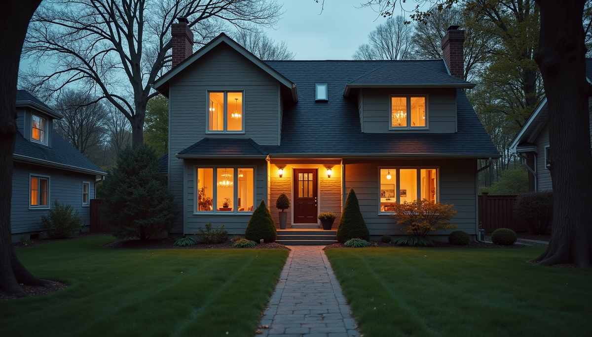 Eye-level view of a cozy home with tinted windows