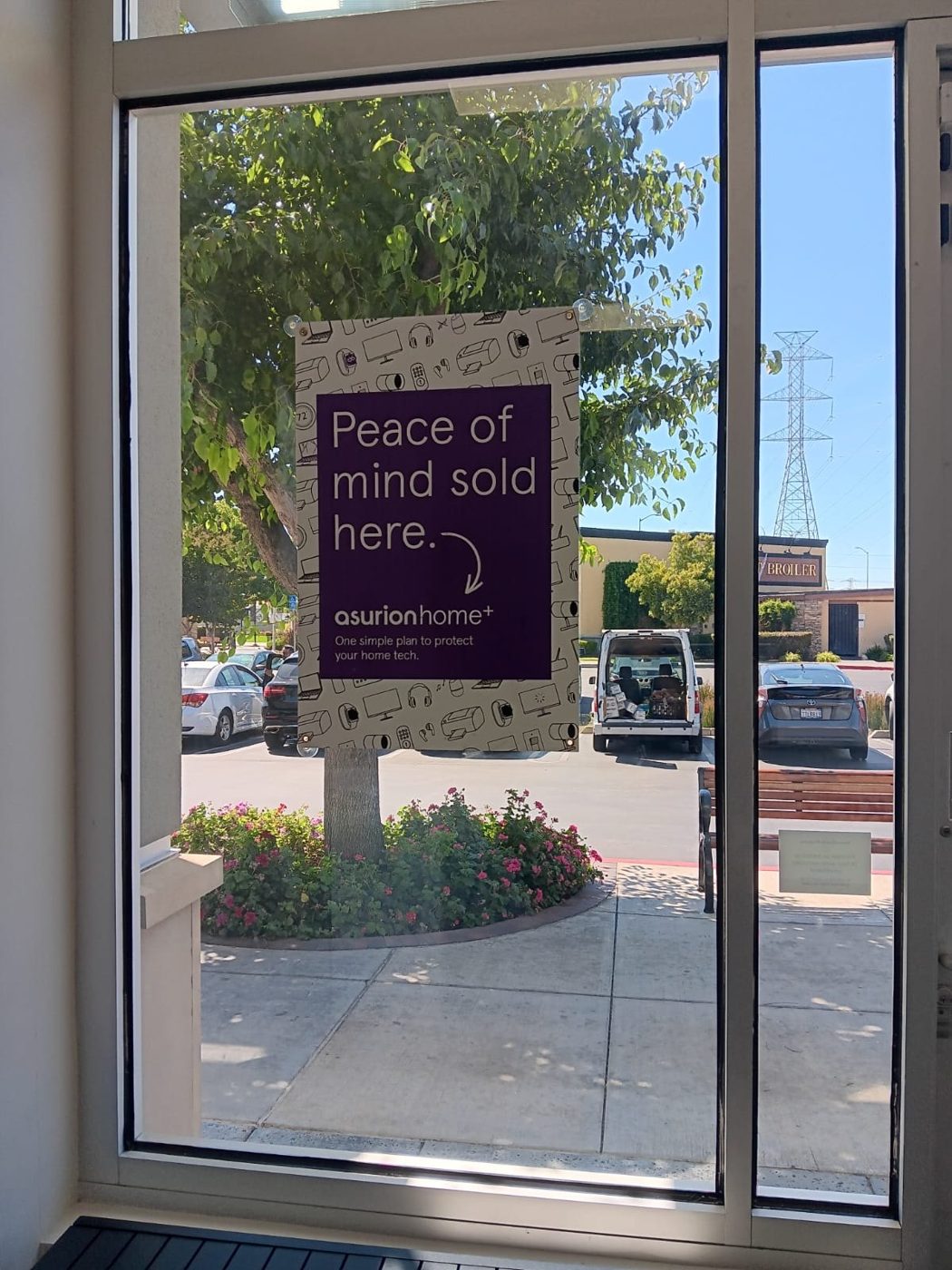 Retail service storefront with window film on the entry doors