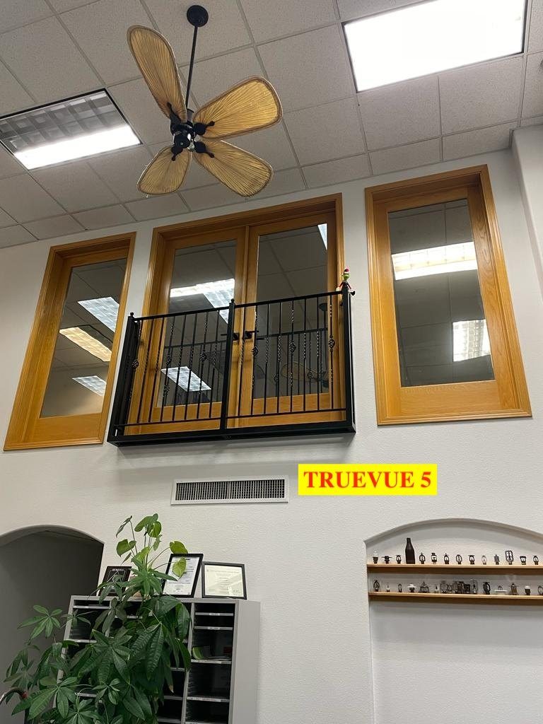 Interior windows fitted with solar control window film