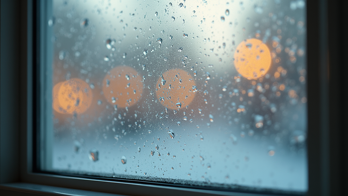 Eye-level view of a beautifully decorated window with frosted film